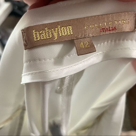 Revolve Babylon Collection Wide Leg Cuffed Trouser Pants in White Cream - Picture 10 of 11